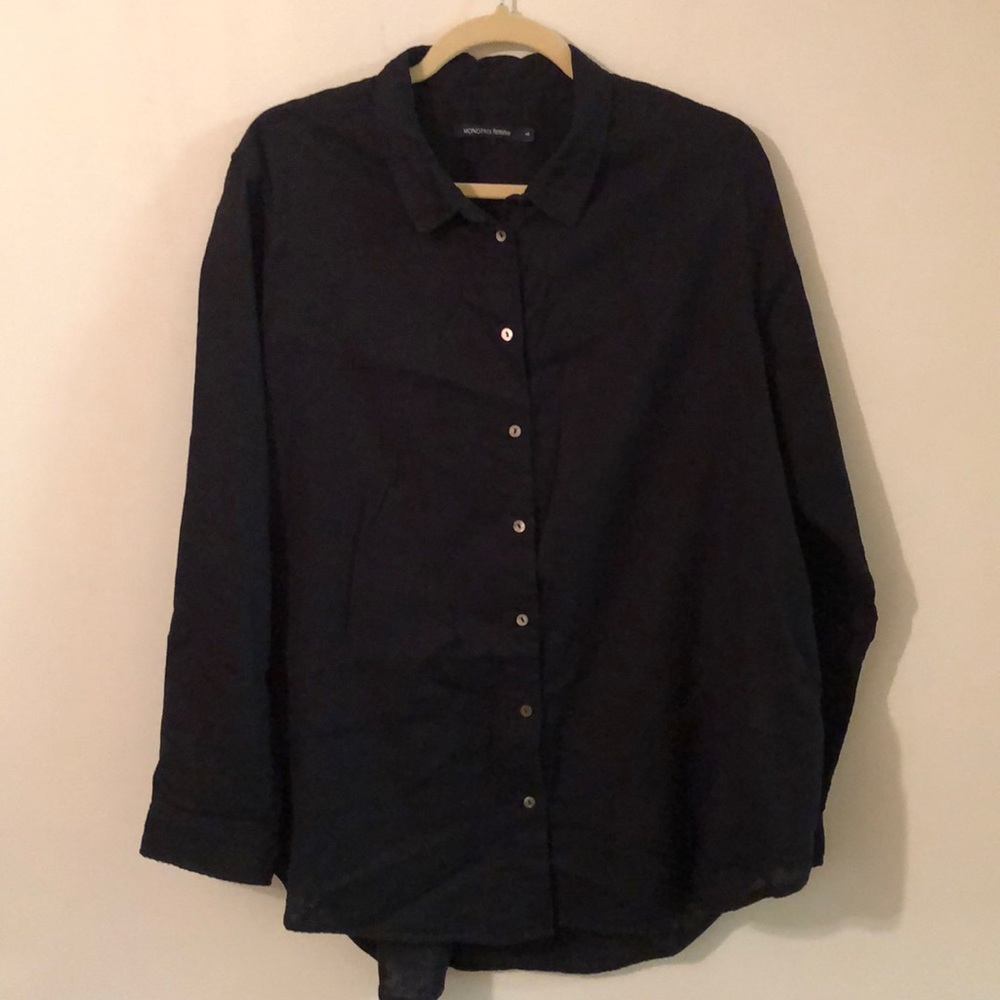 Black size XL cotton button up long sleeve shirt